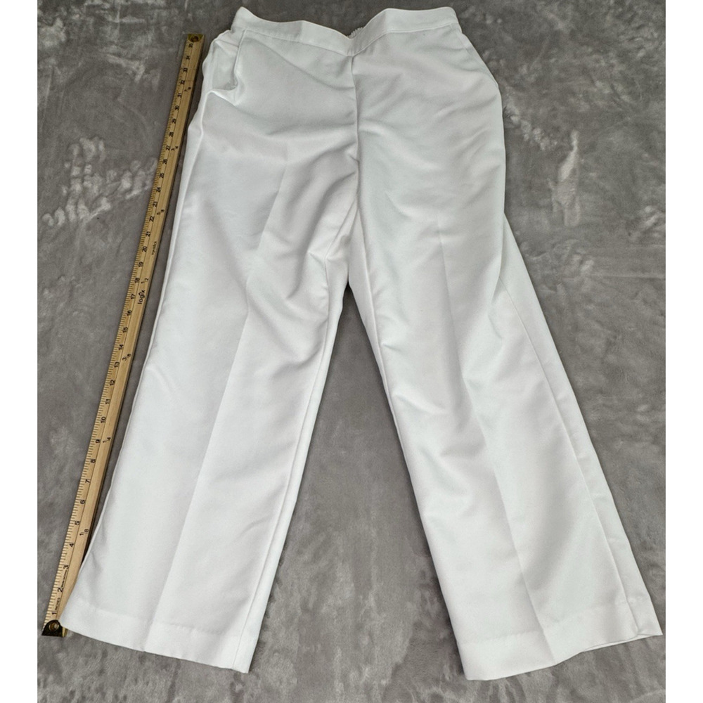Alfred Dunner Dress Pants Women's 10 White Polyester Pull On Solid High Rise